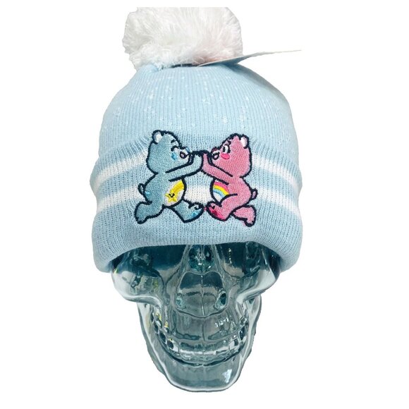 Care Bears Blue Winter Hat Embroidered Beanie Women’s Cozy Knit Cute New - Picture 3 of 12